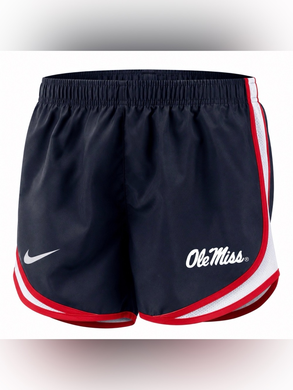 Nike Women's OLE MISS Dri Fit Tempo Navy, Red and White running shorts XL